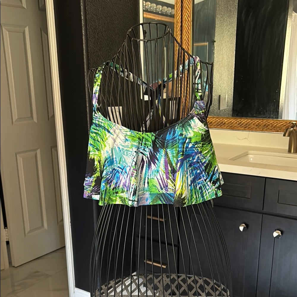 Torrid Green and Blue Bikini Swimwear top tropical